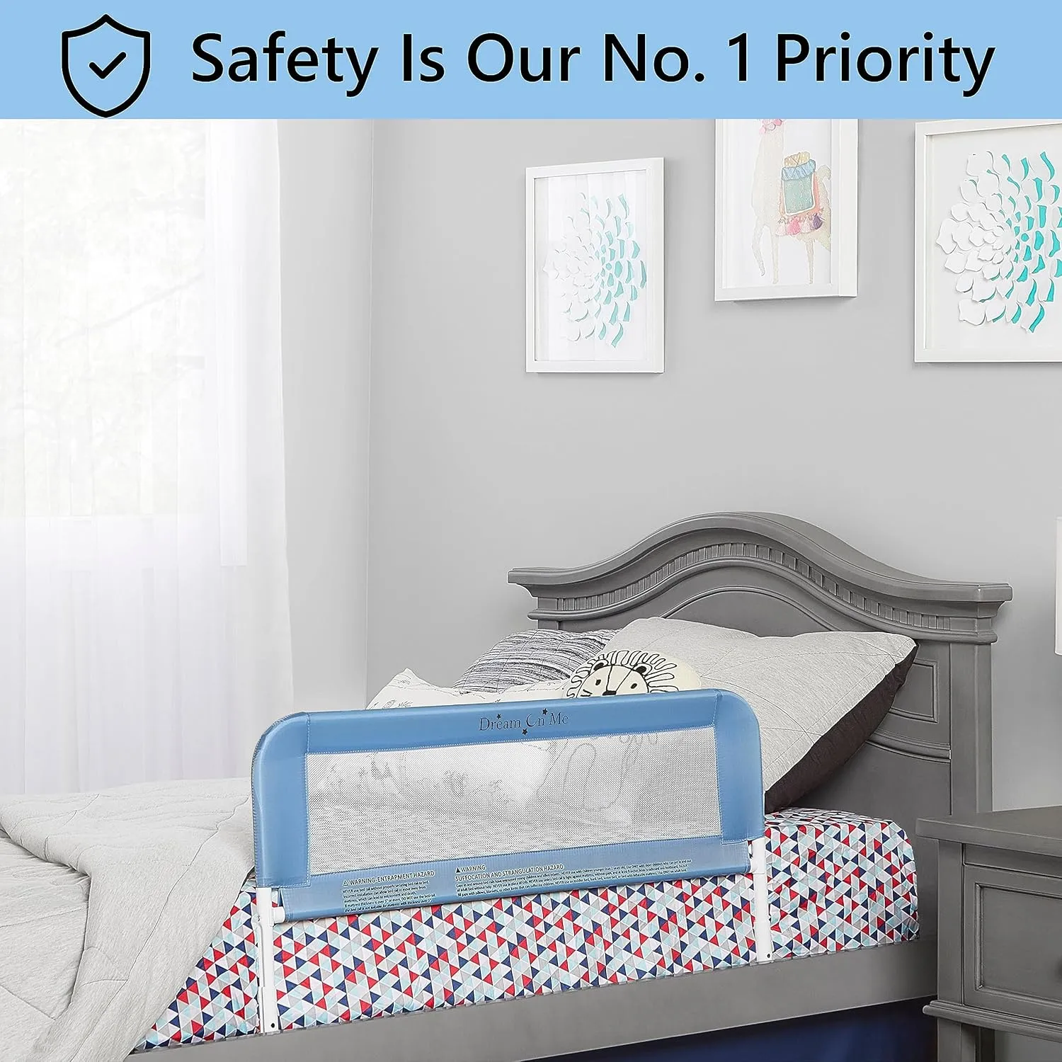 Dream On Me Lightweight Mesh Security Adjustable Bed Rail Double Pack with Breathable Mesh Fabric in Blue, 2 Count (Pack of 1)
