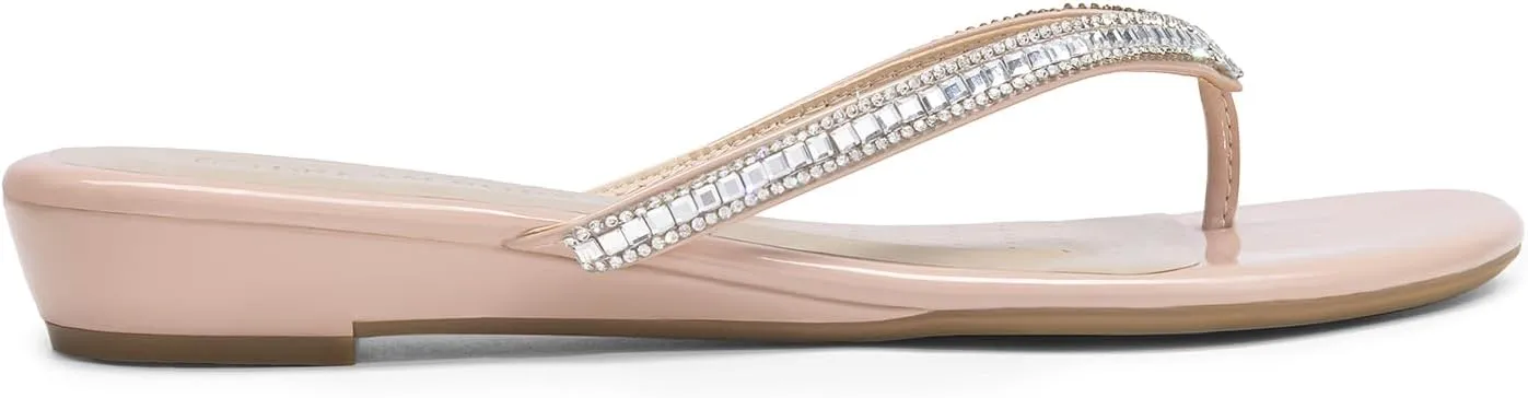 DREAM PAIRS Women's Fashion Rhinestones Design Slides Sandals