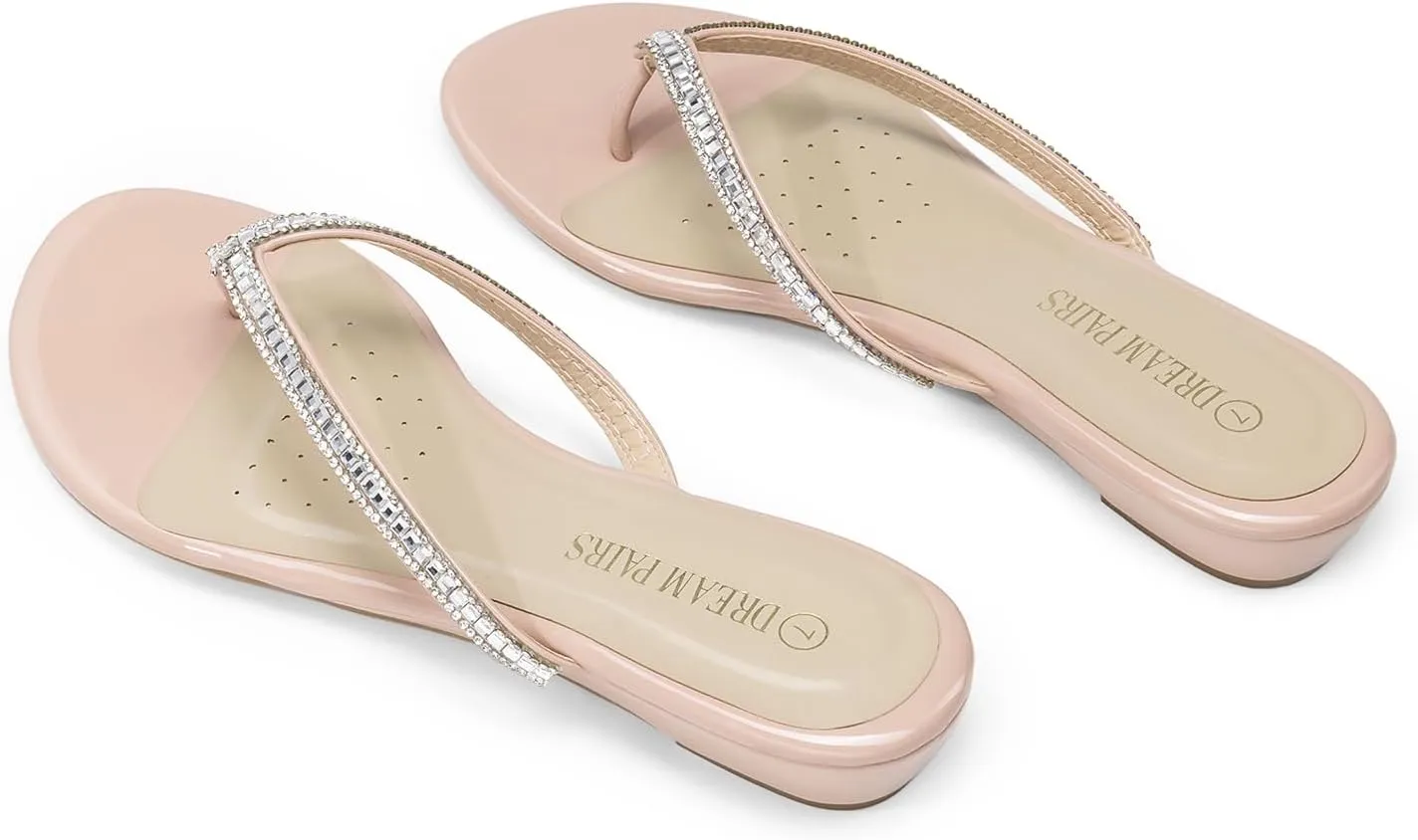 DREAM PAIRS Women's Fashion Rhinestones Design Slides Sandals