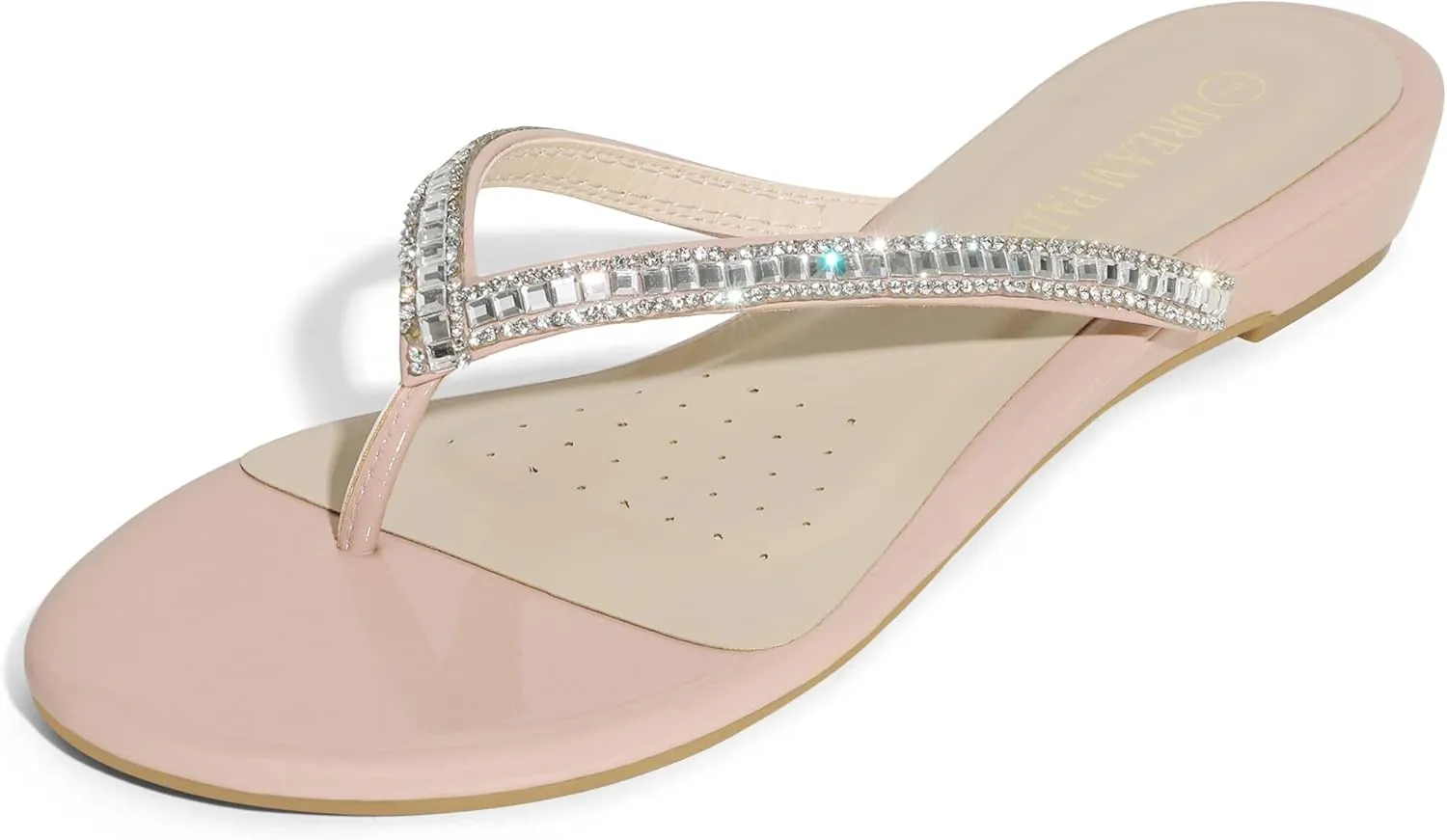DREAM PAIRS Women's Fashion Rhinestones Design Slides Sandals