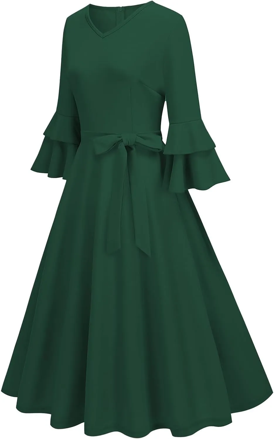 Dresses for Wedding Guest,Elegant Spring Dresses Puff Sleeve Tie Waist Pleated Midi Dress for Going Out Vacation
