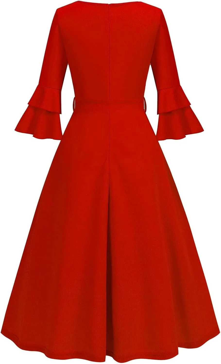 Dresses for Wedding Guest,Elegant Spring Dresses Puff Sleeve Tie Waist Pleated Midi Dress for Going Out Vacation