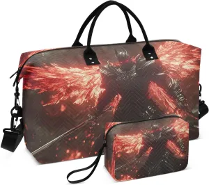 Duffel Bag for Traveling, Wings Archangel Sword Travel Bag Gym Bag, with Multiple Interior Pockets Shoulder Weekender Bag for Women Men with Toiletry Bag 20.5L x 7.9W x 13.8H