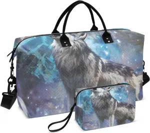 Duffel Bag for Traveling, Wolf Roar Abstract Nebula Travel Bag Gym Bag, with Multiple Interior Pockets Shoulder Weekender Bag for Women Men with Toiletry Bag 20.5L x 1.9W x 13.8H