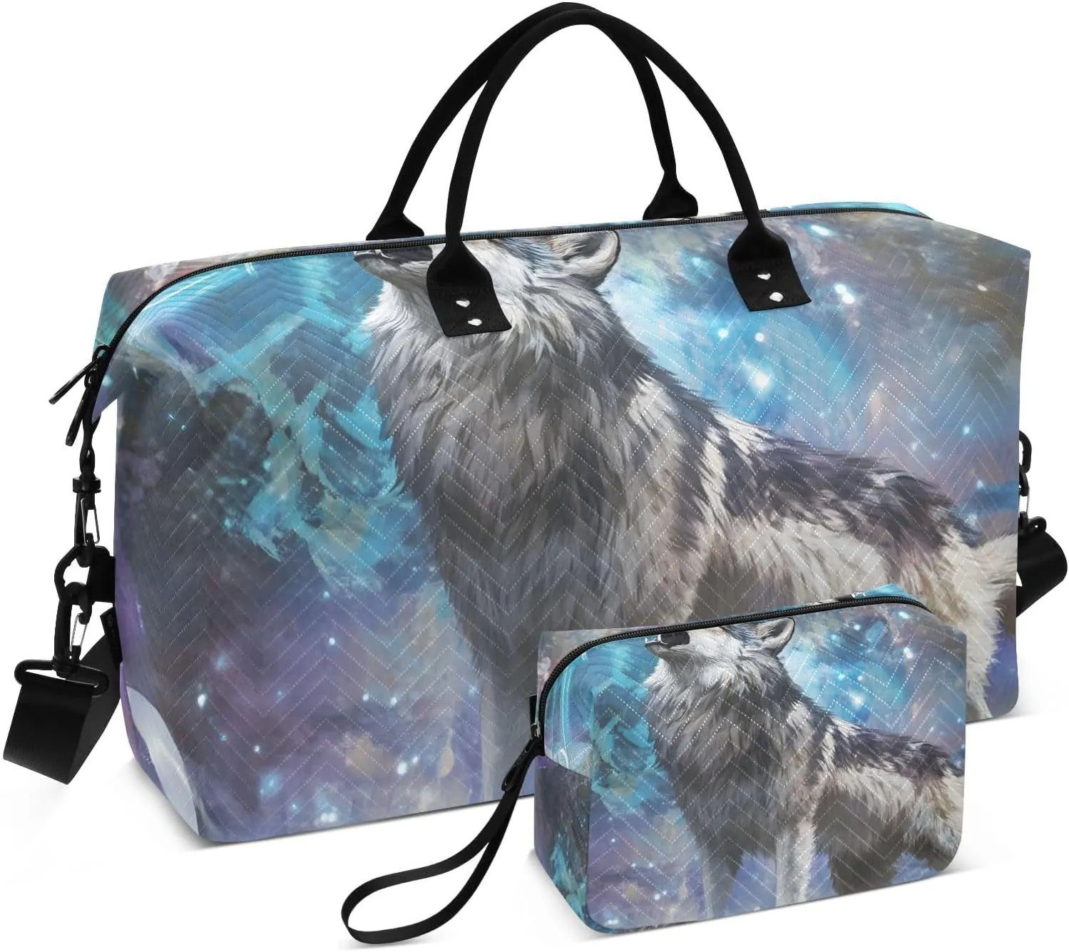 Duffel Bag for Traveling, Wolf Roar Abstract Nebula Travel Bag Gym Bag, with Multiple Interior Pockets Shoulder Weekender Bag for Women Men with Toiletry Bag 20.5L x 1.9W x 13.8H