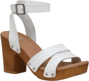 Dunes Women's Sandra Faux Wood Sandal  Memory Foam Insole & LiteSole Technology