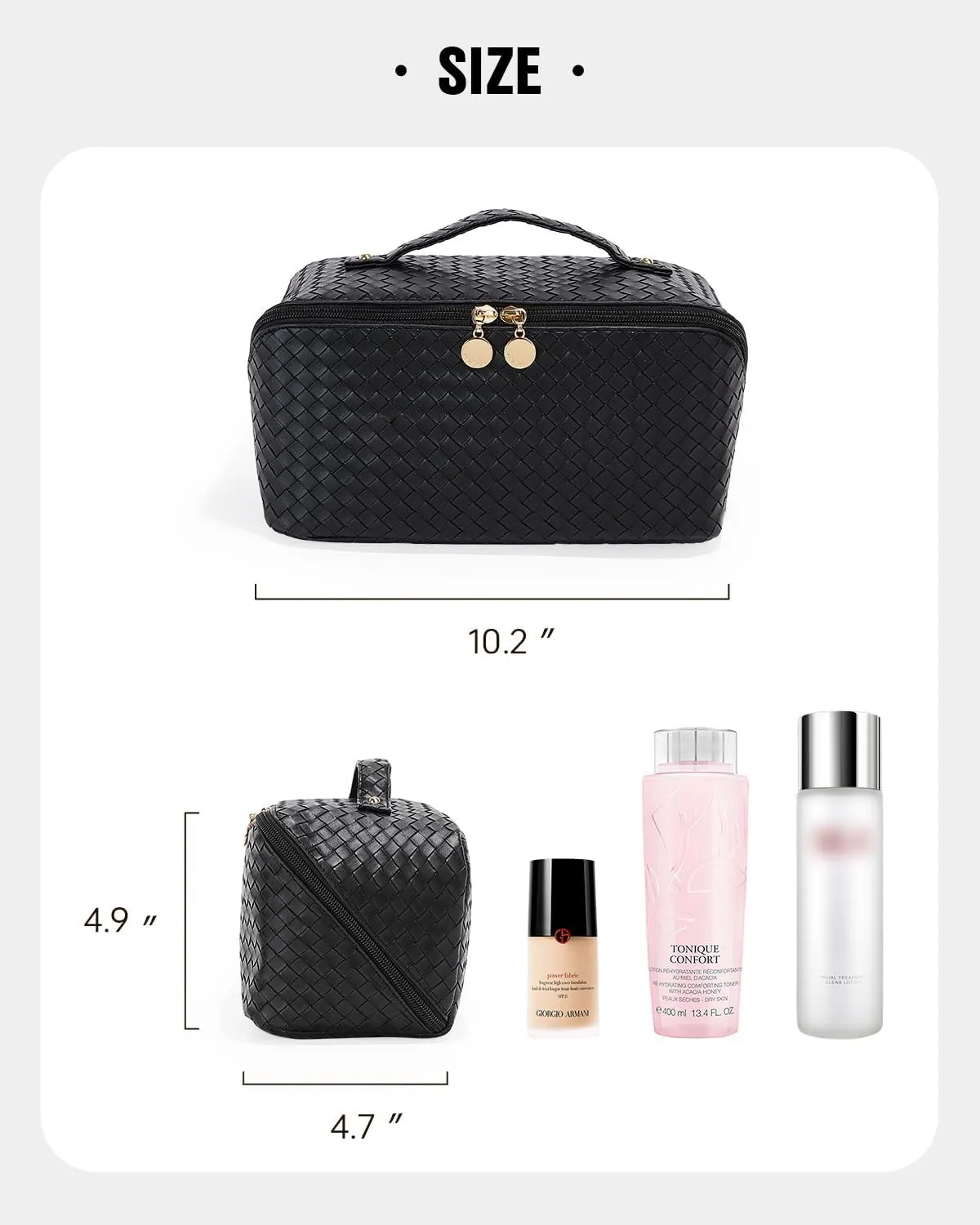 EACHY Travel Makeup Bag,Large Capacity Cosmetic Bags for Women,Waterproof Portable Pouch Open Flat Toiletry Bag Make up Organizer with Divider and Handle