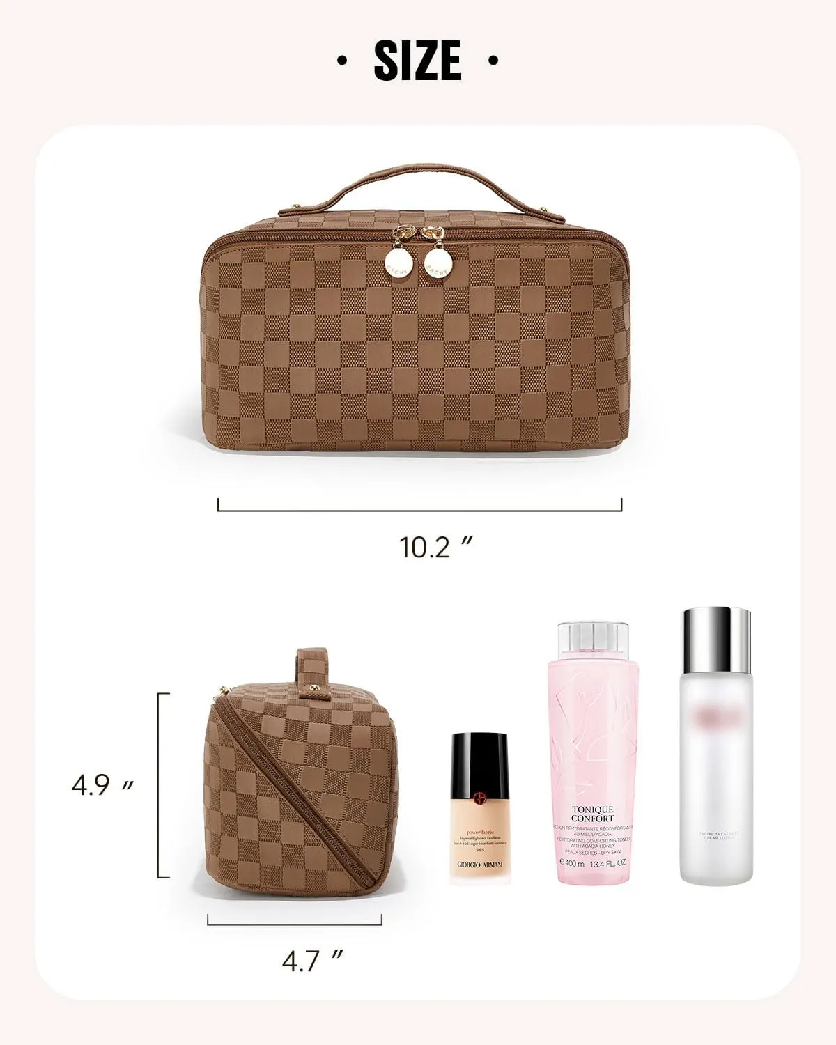 EACHY Travel Makeup Bag,Large Capacity Cosmetic Bags for Women,Waterproof Portable Pouch Open Flat Toiletry Bag Make up Organizer with Divider and Handle
