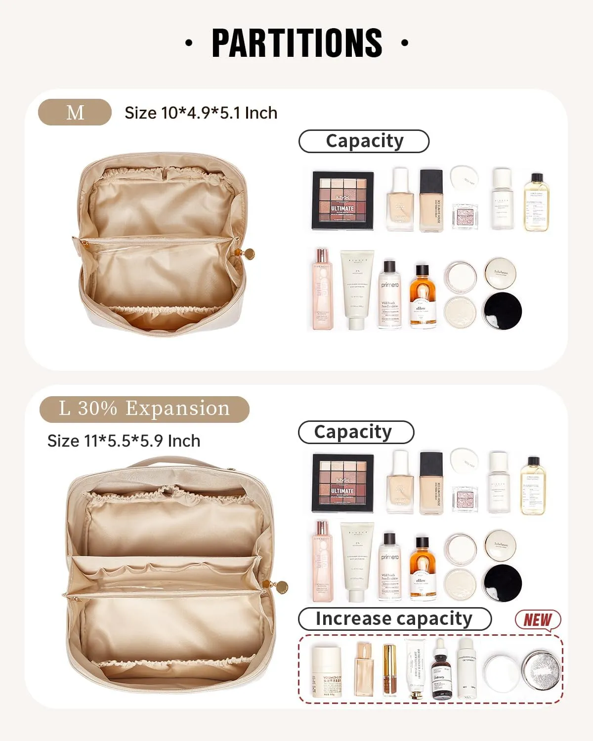 EACHY Travel Makeup Bag,Large Capacity Cosmetic Bags for Women,Waterproof Portable Pouch Open Flat Toiletry Bag Make up Organizer with Divider and Handle