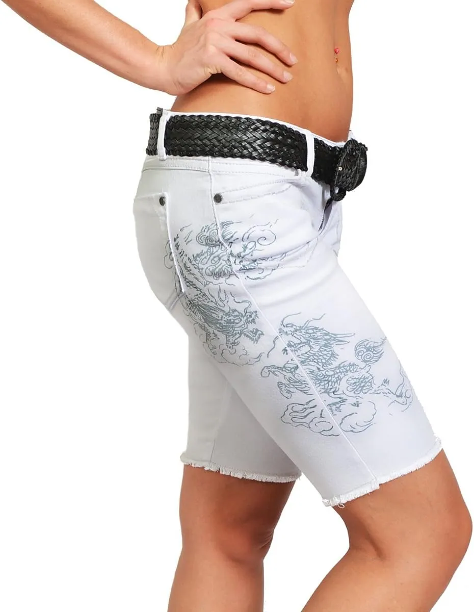 Ed Hardy Women's Wash Frayed Denim Shorts