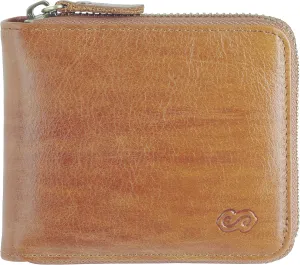 EE Men's Leather Zipper Wallet RFID Blocking Zip Around Wallet Bifold Multi Card Holder Purse Brown3