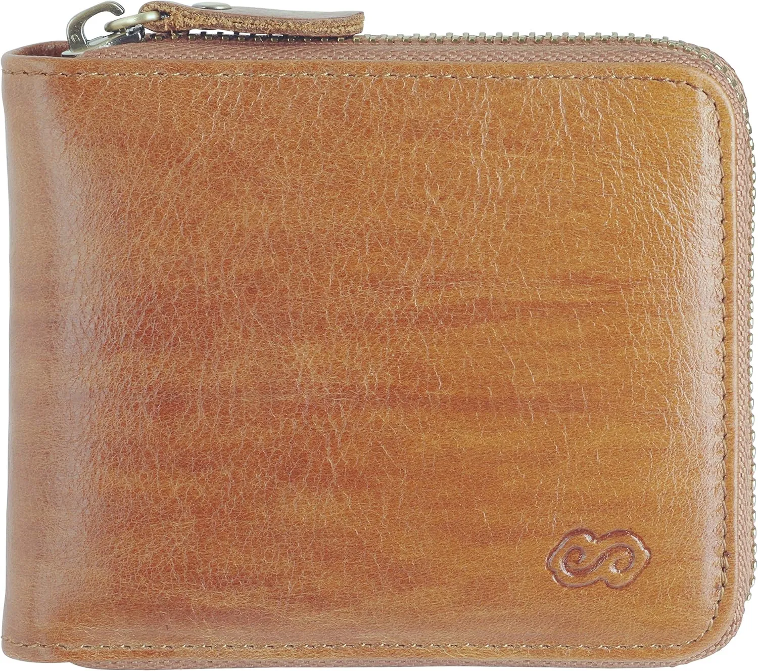 EE Men's Leather Zipper Wallet RFID Blocking Zip Around Wallet Bifold Multi Card Holder Purse Brown3