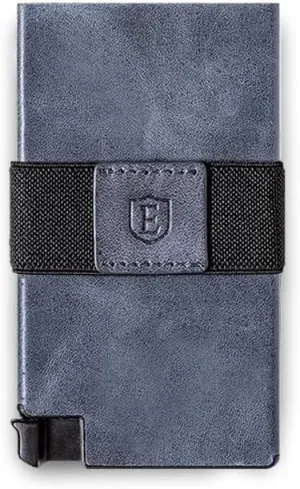 Ekster Senate Cardholder Wallet for Men | Slim Card Holder for Men w/RFID Blocking Layer | Minimalist Wallet w/Push Button for Quick Card Access | Steel Blue