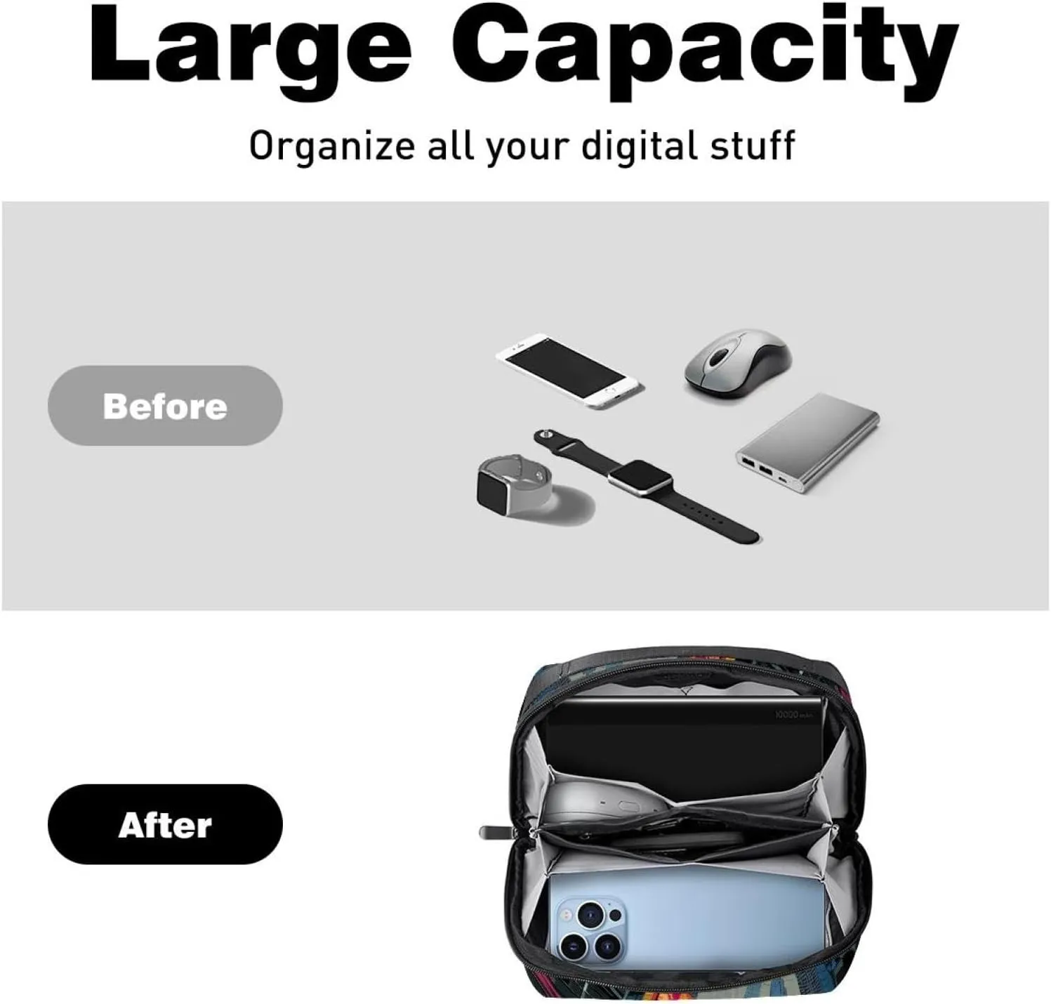Electronics Organizer, Race Car Urban Street Small Travel Cable Organizer Carrying Bag, Compact Tech Case Bag for Electronic Accessories, Cords, Charger, USB, Hard Drives