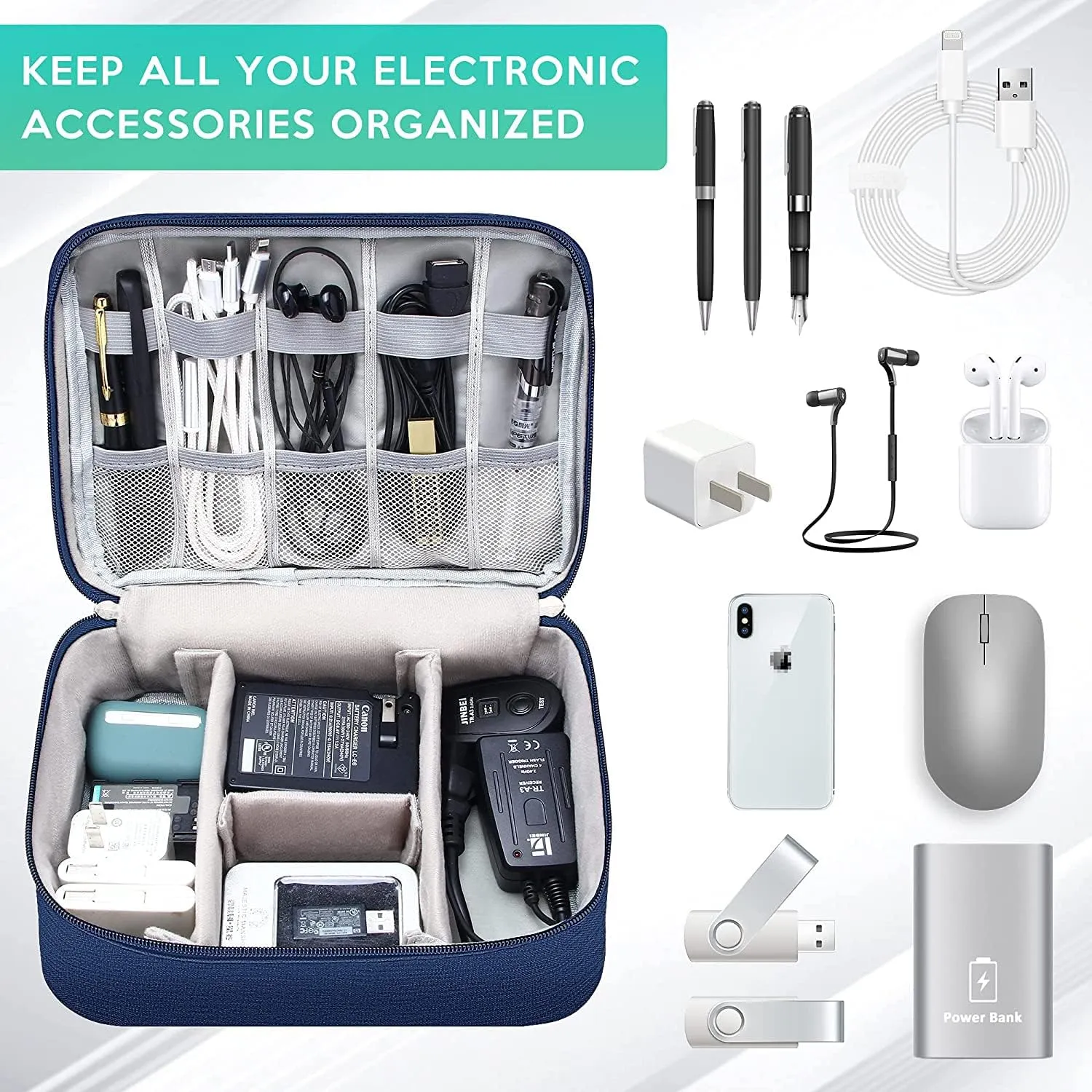 Electronics Organizer Travel Cable Organizer Bag Waterproof Portable Digital Storage Bag Electronic Accessories Case Cable Charger Organizer Case