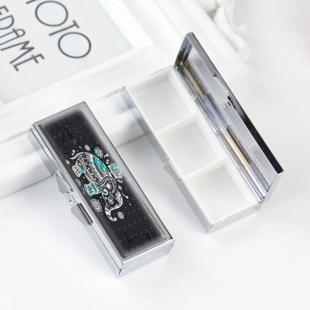 Elephant Pill Box for Purse or Pocket Pill Case Decorative Boxes Gift Box Pill Organizer for Travel Pill Box