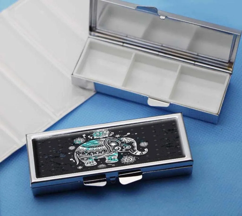 Elephant Pill Box for Purse or Pocket Pill Case Decorative Boxes Gift Box Pill Organizer for Travel Pill Box
