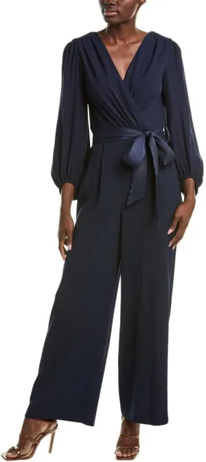 Eliza J womens Faux Wrap Long Sleeve Jumpsuit