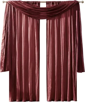 Elrene Home Fashions Athena Faux Crushed-Silk Window Curtain Panel and Valance Set, 52"x84" (2 Panels) & 1 Valance, Red