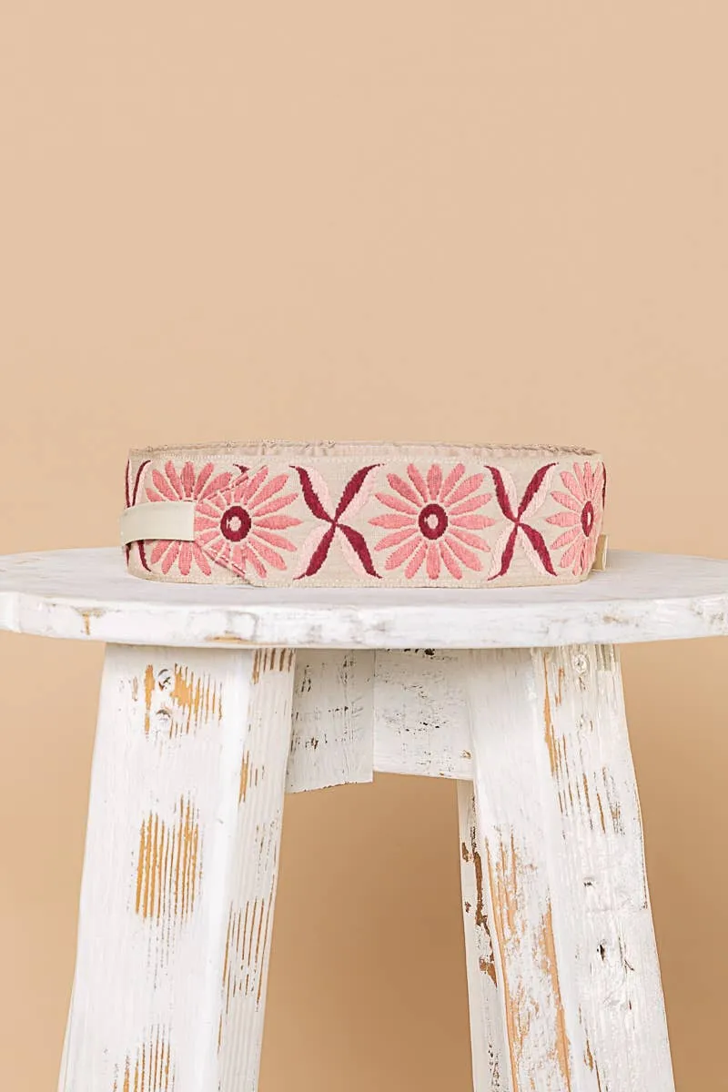 Embroidered Floral Tie Belt
