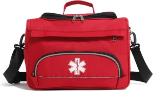 Empty Red First Responder Bag On Call Trauma Bag EMT First Aid Carrier for Paramedics and Emergency Medical Supplies Kit (Red)