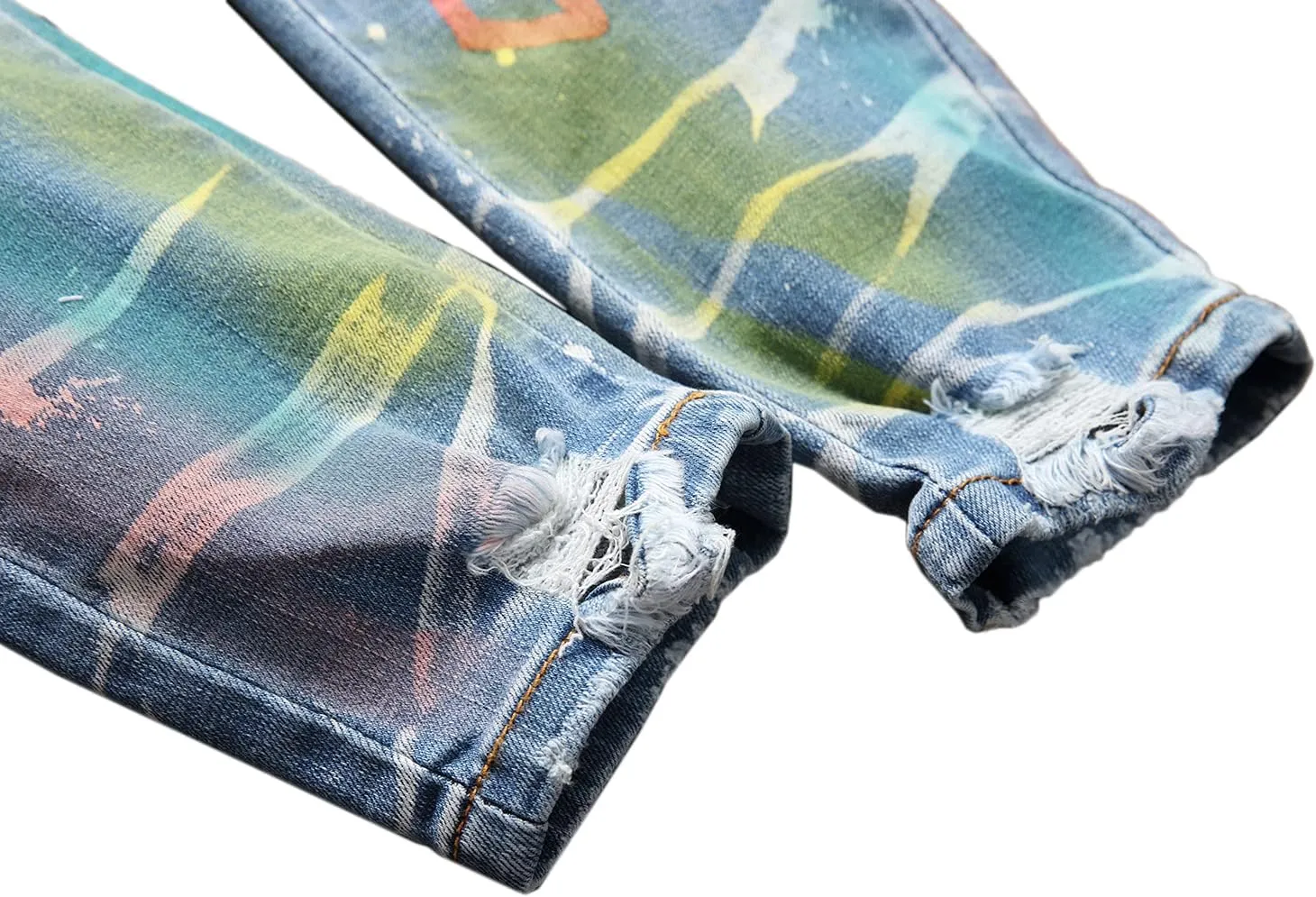 Enrica Men's Casual Printed Jeans Skinny Denim Pants