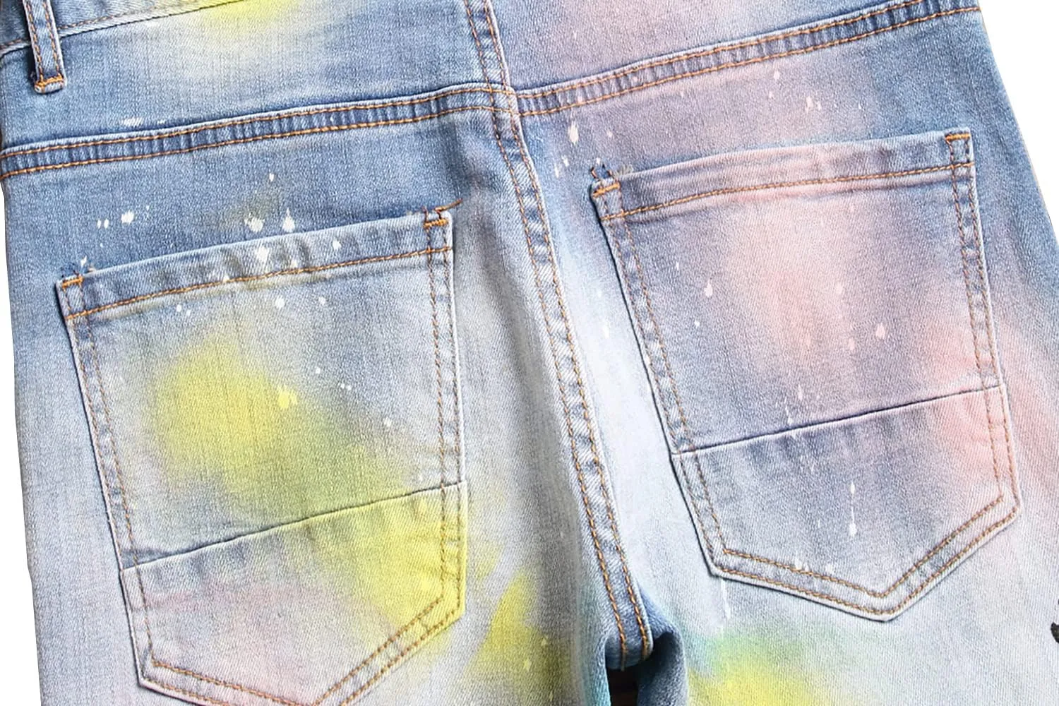 Enrica Men's Casual Printed Jeans Skinny Denim Pants