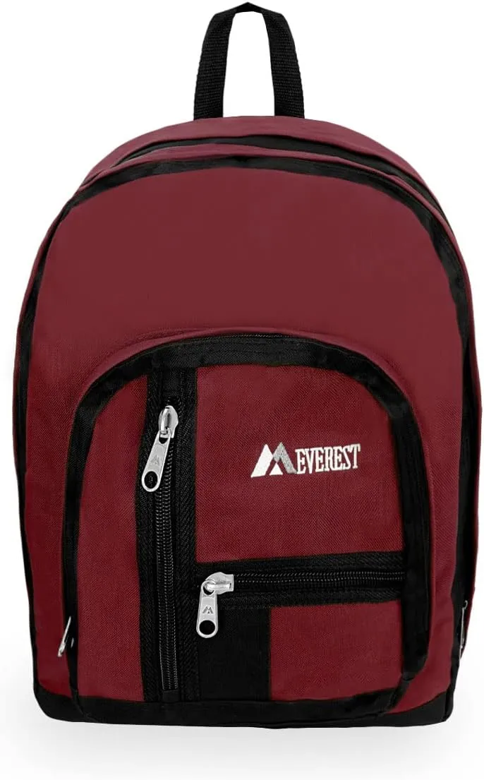 Everest Double Main Compartment Backpack, Burgandy, One Size