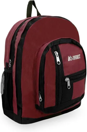 Everest Double Main Compartment Backpack, Burgandy, One Size