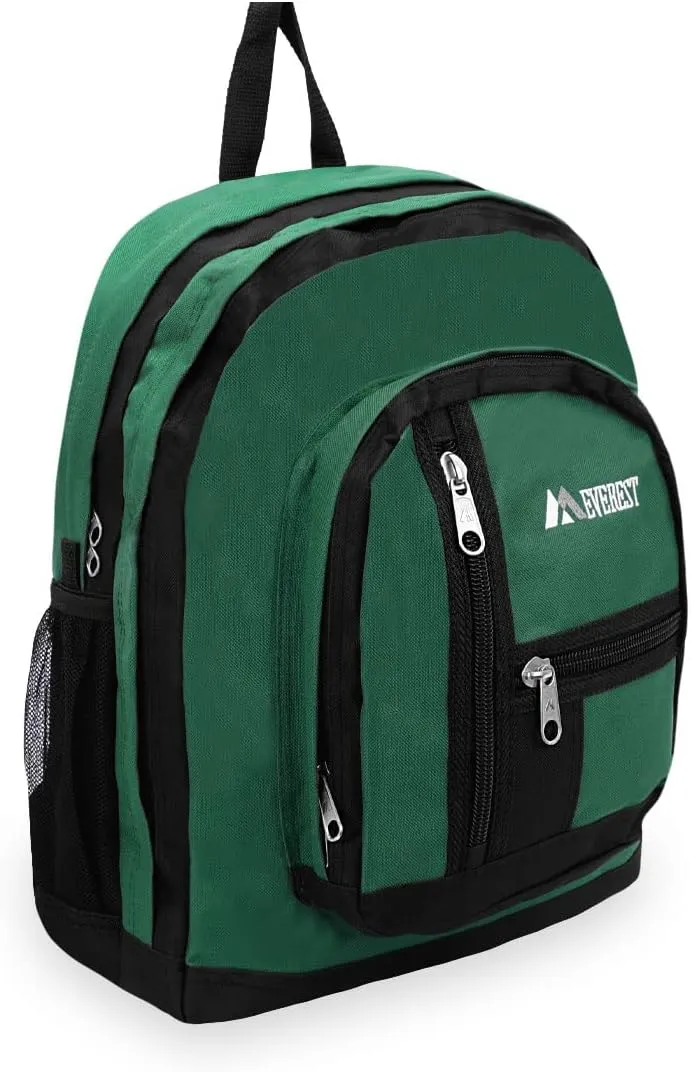 Everest Double Main Compartment Backpack, Dark Green, One Size