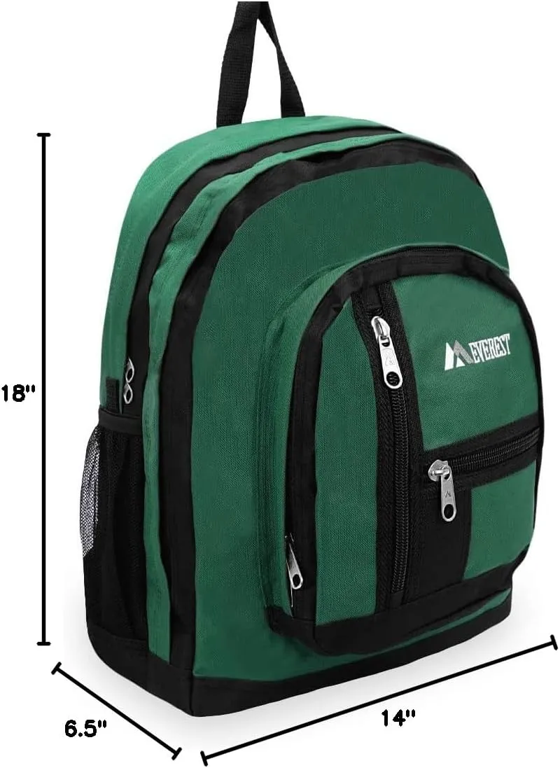 Everest Double Main Compartment Backpack, Dark Green, One Size