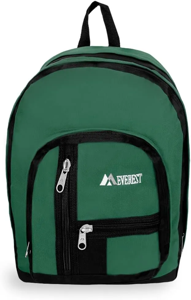 Everest Double Main Compartment Backpack, Dark Green, One Size
