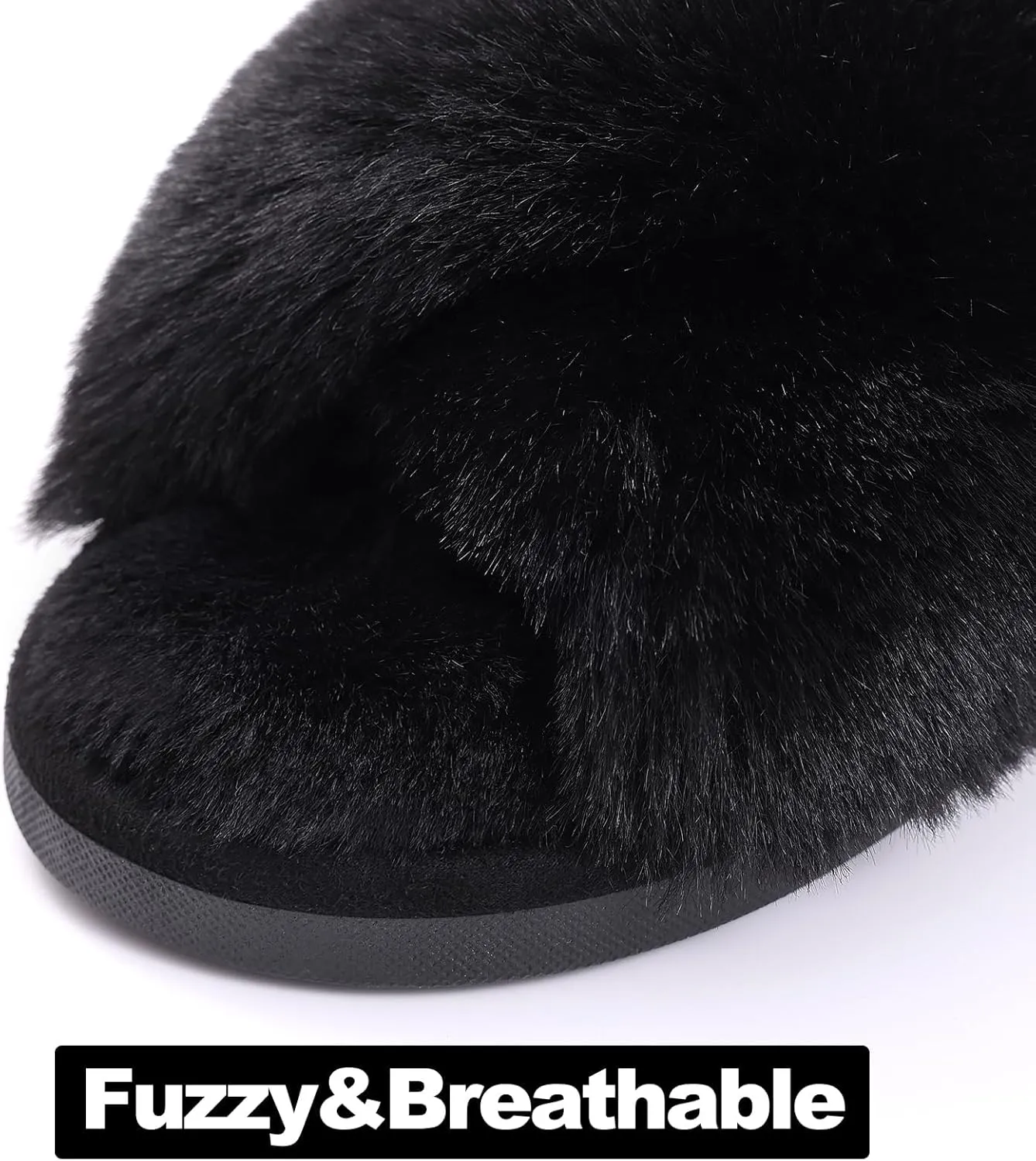 Evshine 2Pairs 4Pairs Women's Fuzzy Slippers Cross Band Memory Foam House Slippers Open Toe Indoor Outdoor Shoes