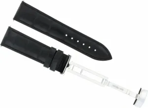 Ewatchparts 18mm Leather Watch Band Strap Compatible With Oris Watch Deployment Clasp Black