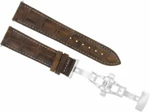 Ewatchparts 20/16mm Leather Watch Band Strap Compatible With Breguet Watch Deployment Clasp Light Brown With White Stitching