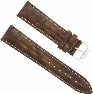 Ewatchparts 20mm Leather Watch Band Strap Compatible With Bulova Accutron Watch Light Brown With White Stitching
