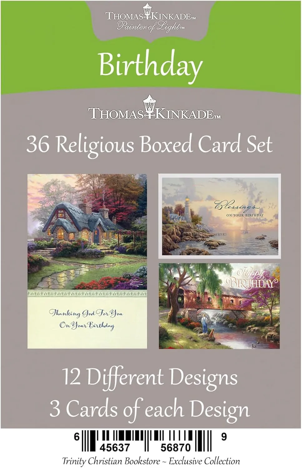 Exclusive Thomas Kinkade Religious/Christian Birthday 36 Card Set ~ Scripture in each Card
