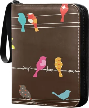Exnundod 4 Pocket Trading Card Binder Spring Colorful Birds, PU Leather Card Collection Binder Cartoon Cute 400 Cards Organizer Binder Collectible Trading Card Albums for Sports Game Card