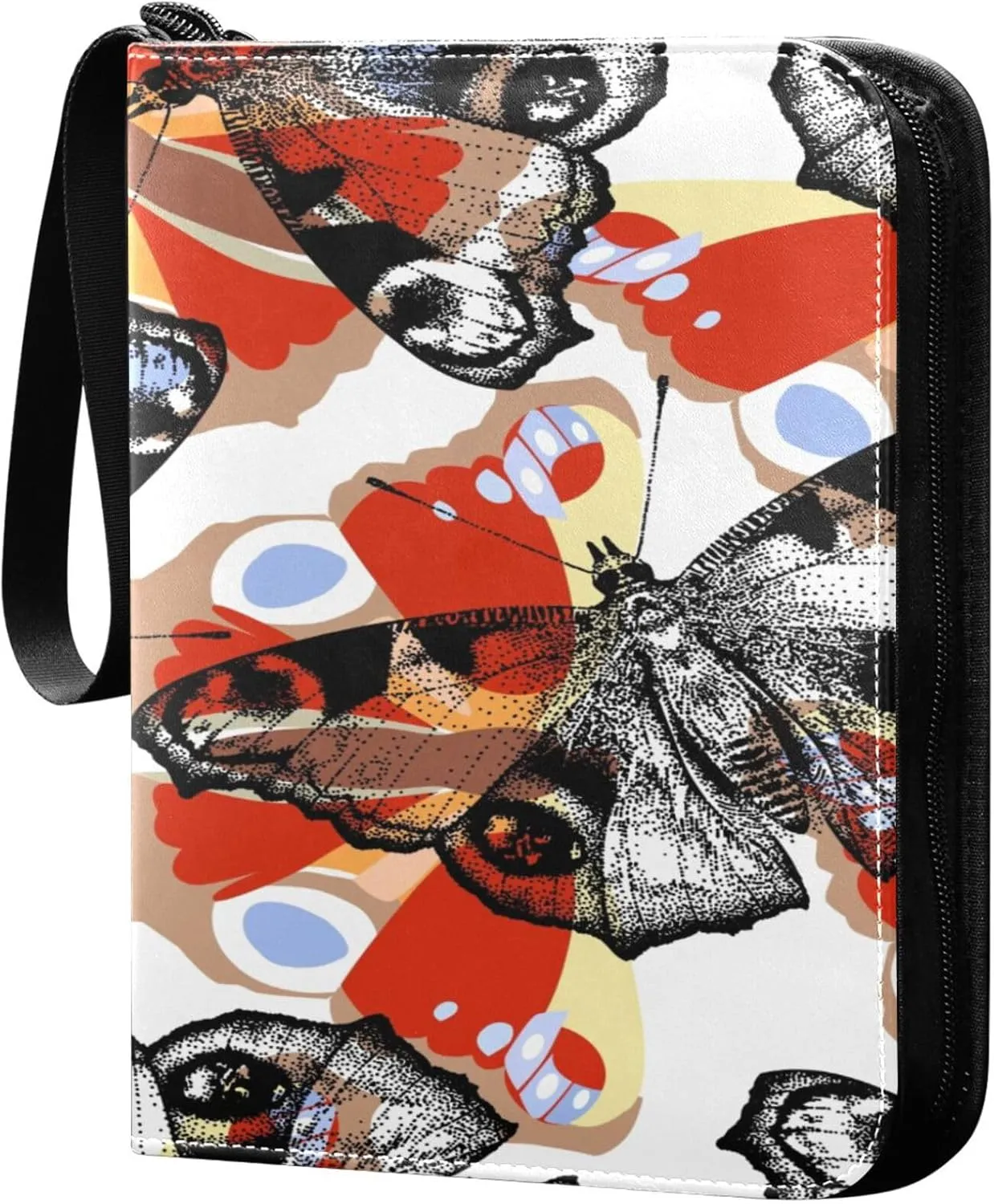 Exnundod Butterfly Colorful Exotic Trading Card Binder for Cards, Card Album 4-Pockets for 400 Cards with Removable Sleeves PU Baseball Card Holder Football Sports Card Collection