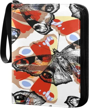 Exnundod Butterfly Colorful Exotic Trading Card Binder for Cards, Card Album 4-Pockets for 400 Cards with Removable Sleeves PU Baseball Card Holder Football Sports Card Collection