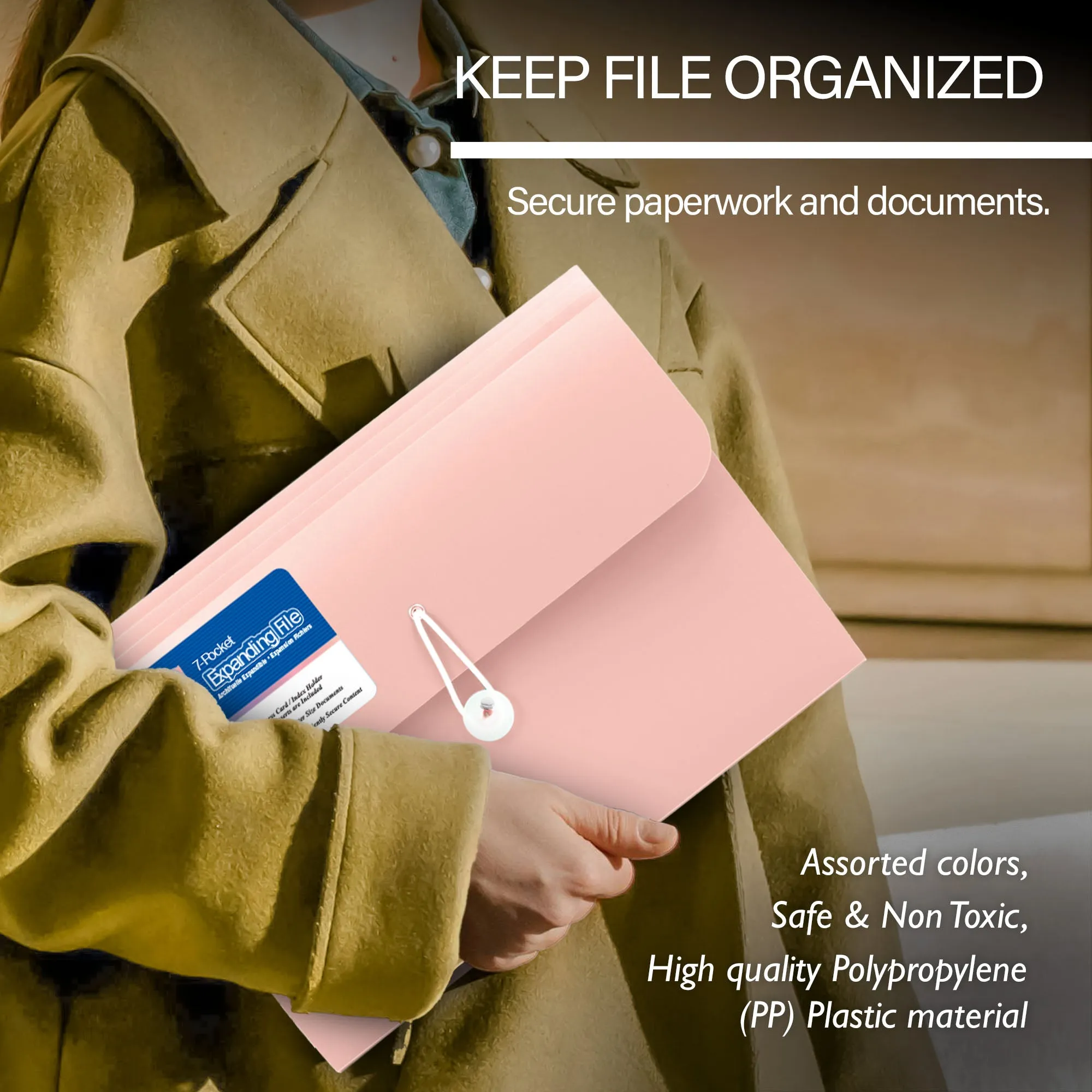 Expanding File A4/Letter Size Poly 7-Pocket Pastel Edition