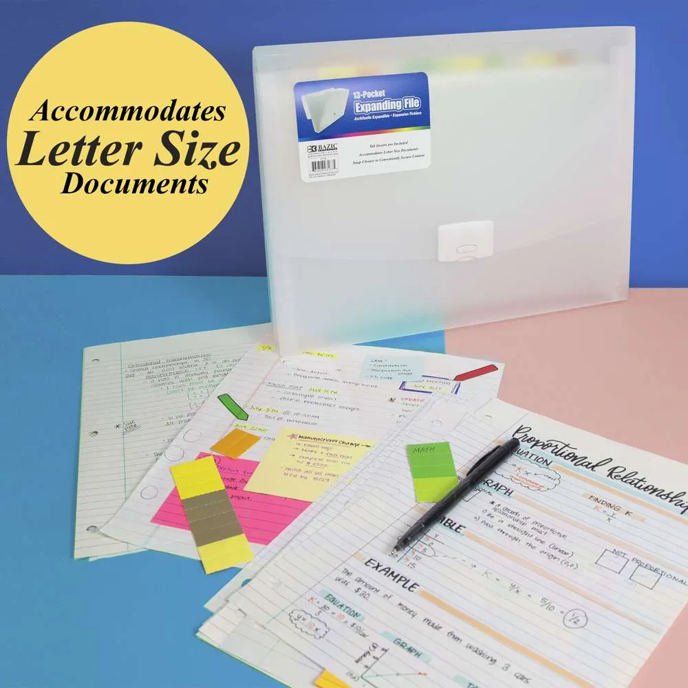 Expanding File Letter Size Translucent Poly 13-Pocket