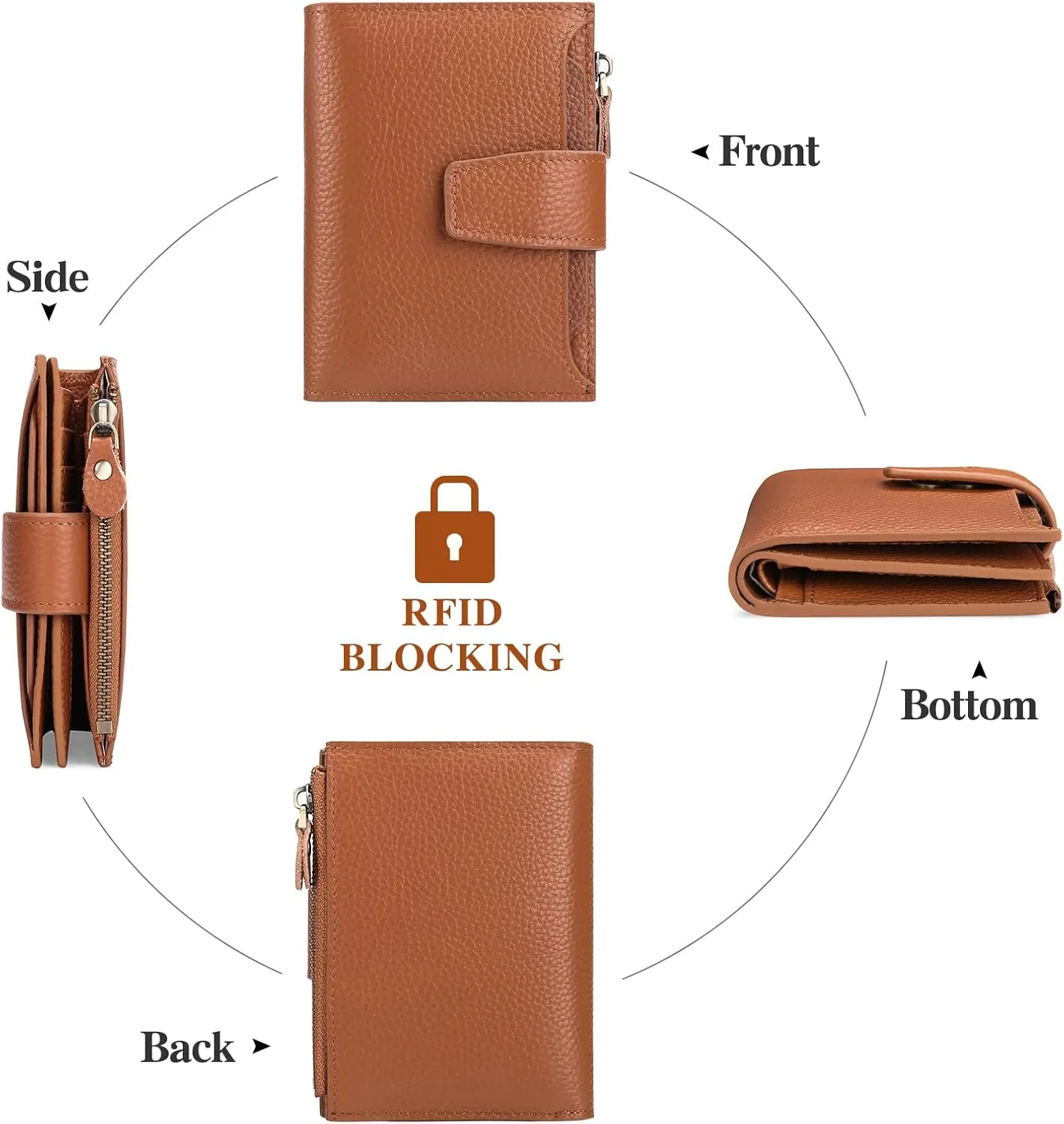 FALAN MULE Small Wallet for Women Leather Bifold Compact RFID Blocking Small Womens Wallet