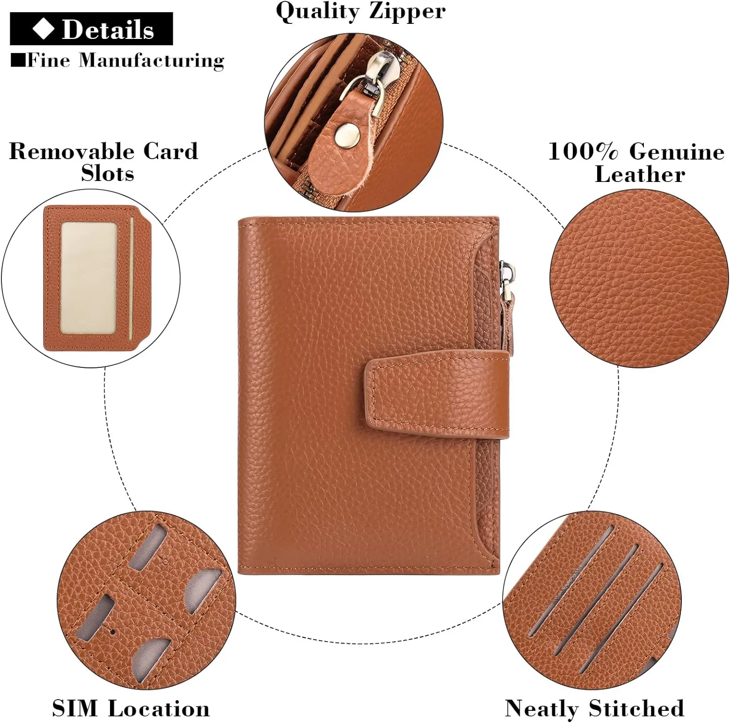 FALAN MULE Small Wallet for Women Leather Bifold Compact RFID Blocking Small Womens Wallet