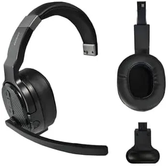 FalconEye Electronics Patriot Convertible Bluetooth Over The Head Single or Dual Ear Stereo Noise Canceling Headset - 200ft  Range