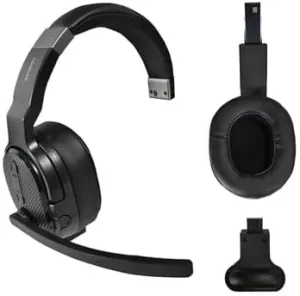 FalconEye Electronics Patriot Convertible Bluetooth Over The Head Single or Dual Ear Stereo Noise Canceling Headset - 200ft  Range