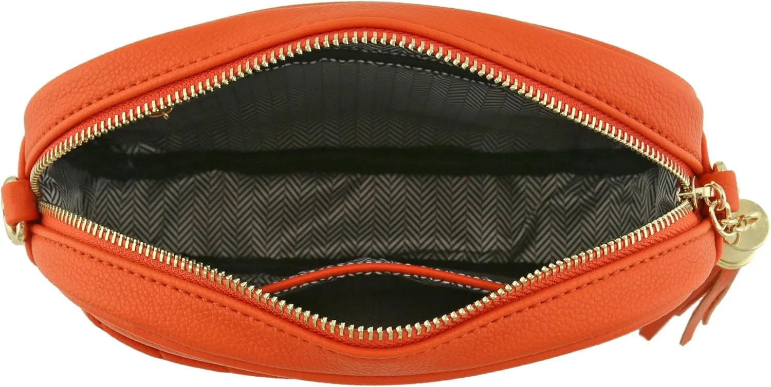FashionPuzzle Chevron Quilted Crossbody Camera Bag with Chain Strap and Tassel