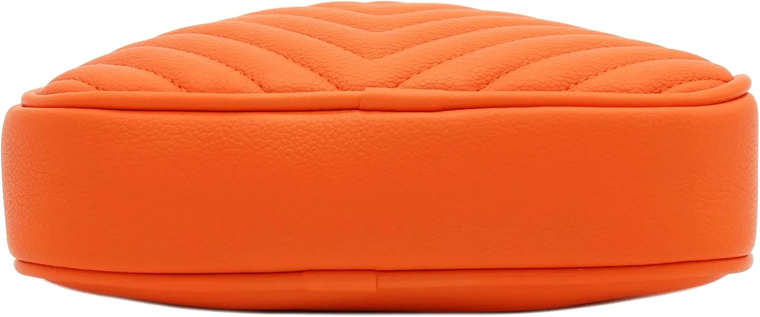 FashionPuzzle Chevron Quilted Crossbody Camera Bag with Chain Strap and Tassel