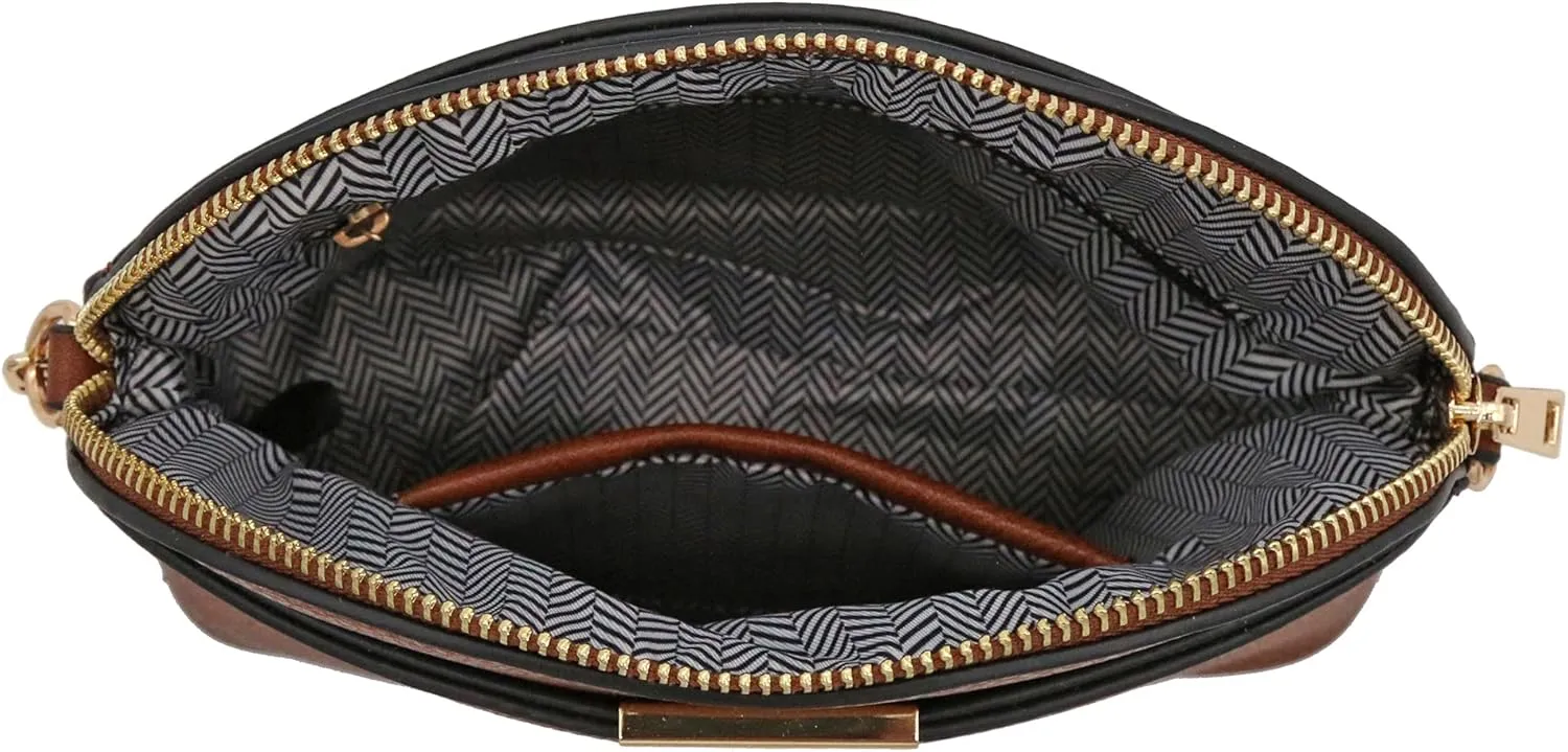 FashionPuzzle Faux Leather Small Dome Crossbody Bag with Chain Strap