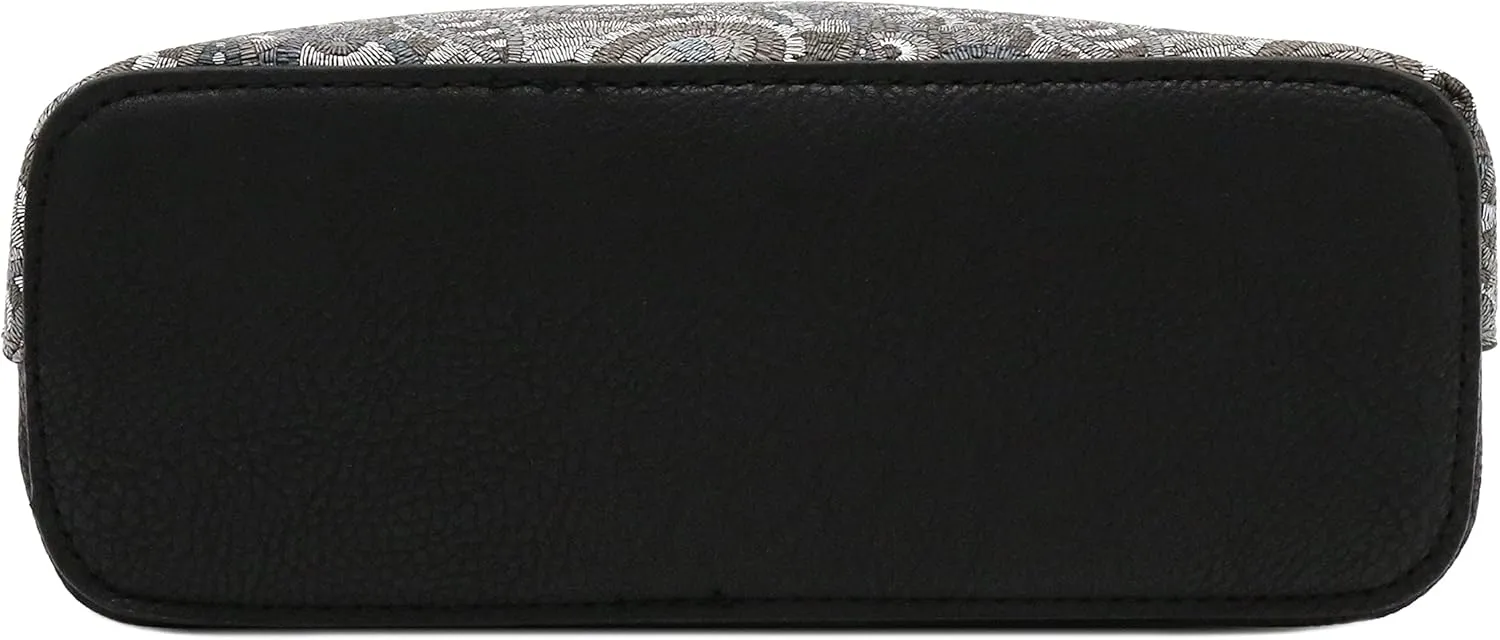 FashionPuzzle Leopard Paisley Print Small Dome Crossbody with Chain Strap
